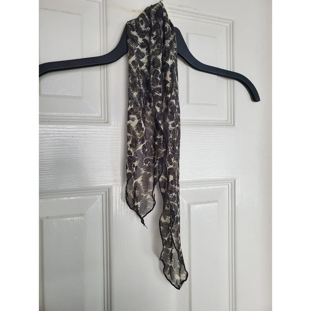 Neckerchief Scarf Brown‎ Leopard Print Sheer Lightweight Neck Accessory